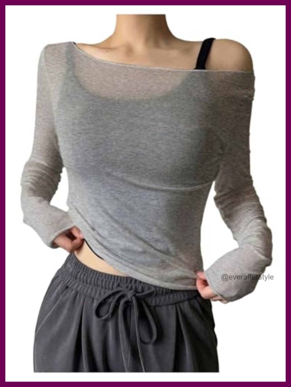 Sheer Mesh Off The Shoulder Top Long Sleeve See Through Club Party Outfit
